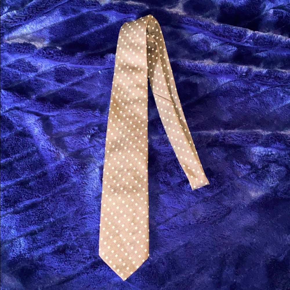 GIVENCHY. SILK BROWN TIE WITH LIGHT BLUE AND WHITE